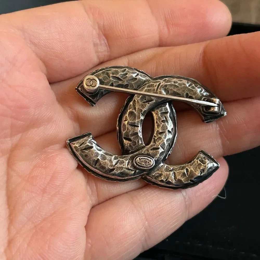 Chanel Ruthenium Crystal CC Brooch